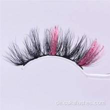 Full Strip Pink Sparkle gefälschte Wimpern mit Glitzer